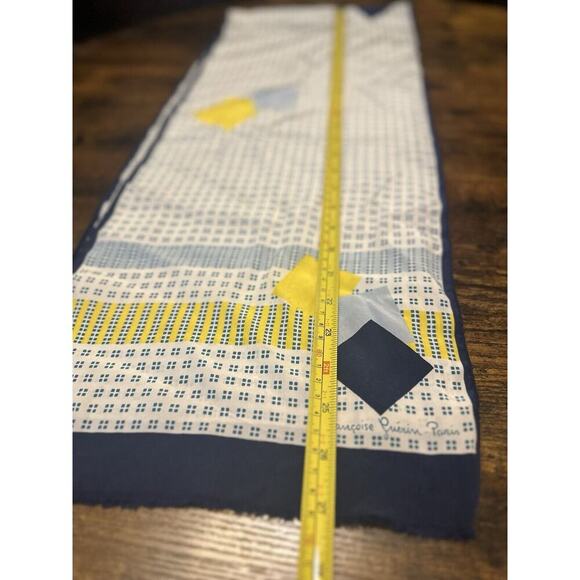 VINTAGE FRANCOISE GERIN PARIS Blue Silk Scarf Preppy Bohemian Artsy Art to Wear - Picture 3 of 5